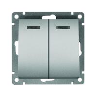 Выключатель 2-кл. СП Афина 10А IP20 с подсветкой механизм серебр. Universal A0123-S - УПС инжиниринг