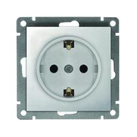 Розетка 1-м СП Афина 16А IP20 с заземл. механизм серебр. Universal A0028-S - УПС инжиниринг