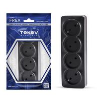 Розетка 4-м ОП Frea 16А IP20 250В без заземл. АБС-пластик карбон TOKOV ELECTRIC TKE-FR-R4-C14 - УПС инжиниринг
