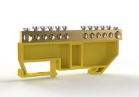 Шина PE "земля" на DIN-изоляторе 6х9мм 12 отвер. латунь TOKOV ELECTRIC TKE-BCB-69-12-DIN/PE - УПС инжиниринг
