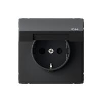 Розетка ArtGallery 16А IP44 с заземл. со шторками с крышкой быстрозажим. клем. механизм карбон SE GAL441046S - УПС инжиниринг