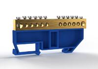 Шина нулевая на DIN-изоляторе 8х12мм 12 отвер. латунь TOKOV ELECTRIC TKE-BCB-812-12-DIN/N - УПС инжиниринг