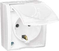 Розетка 1-м ОП Simon15 16А IP54 250В с заземл. с крышкой винт. клеммы бел. Simon 1594445-030 - УПС инжиниринг