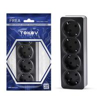 Розетка 4-м ОП Frea 16А IP20 250В с заземл. АБС-пластик карбон TOKOV ELECTRIC TKE-FR-R4Z-C14 - УПС инжиниринг