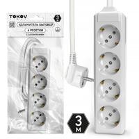Удлинитель 4х3м с заземл. 10А 3х1.5 TOKOV LIGHT TKL-C01-BU4-3-1.5-Z - УПС инжиниринг