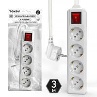 Удлинитель 4х3м с заземл. с выкл. 10А 3х1.5 TOKOV LIGHT TKL-C01-BU4-3-1.5-ZV - УПС инжиниринг
