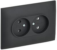 Розетка 2-м SKANDY 10А без заземл. без защ. шторок в сборе SK-R10G графит IEK SK-R20-10-K53-F - УПС инжиниринг