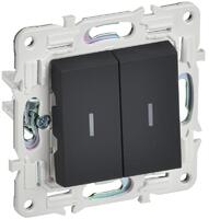 Выключатель 2-кл. SKANDY 10А SK-V09G с индикацией графит IEK SK-V20-1-10-K53 - УПС инжиниринг