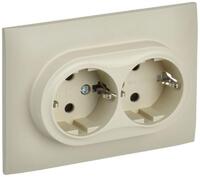 Розетка 2-м SKANDY 16А с заземл. защ. шторки в сборе SK-R07B беж. IEK SK-R24-16-K10-F - УПС инжиниринг