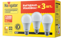 Лампа светодиодная 95 318 NLL-A60-13-230-2.7K-E27-PACK3 NAVIGATOR 95318 - УПС инжиниринг