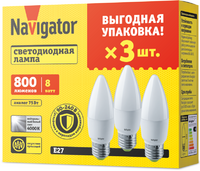 Лампа светодиодная 95 323 NLL-C37-8-230-4K-E27-FR-PACK3 NAVIGATOR 95323 - УПС инжиниринг