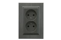 Розетка 2-я Karea LINE STAR без заземл. дым. металлик Makel 86050017 - УПС инжиниринг