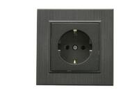 Розетка 1-м Karea LINE STAR с заземл. дым. металлик Makel 86050028 - УПС инжиниринг