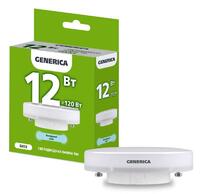 Лампа светодиодная T80 12Вт таблетка 6500К GX53 230В GENERICA LL-T80-12-230-65-GX53-G - УПС инжиниринг