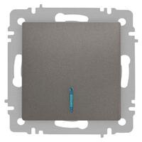 Выключатель 1-кл. СП Accent 6-102-09 10А IP20 250В с подсветкой AL/CU титан Intro Б0063460 - УПС инжиниринг