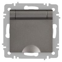 Розетка 1-м СП Accent 6-203-09 16А IP20 250В 2P+E Schuko с крышкой AL/CU титан Intro Б0063471 - УПС инжиниринг