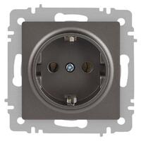 Розетка 1-м СП Accent 6-202-09 16А IP20 250В 2P+E Schuko титан Intro Б0063701 - УПС инжиниринг