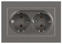 Розетка 2-м СП Accent 6-205-09 16А IP20 250В 2P+E Schuko AL/CU титан Intro Б0063500 - УПС инжиниринг