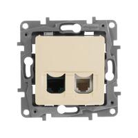 Розетка компьютерная + телефонная 2-м СП Etika RJ45 + RJ11 кат.5E UTP механизм сл. кость Leg 672352 - УПС инжиниринг