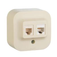 Розетка компьютерная + телефонная 2-м ОП 2мод. Quteo RJ45 + RJ11 кат.5E UTP IP20 сл. кость Leg 782251 - УПС инжиниринг