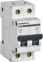 Выключатель автоматический модульный 2п C 20А 4.5кА ВА47-29 GENERICA MVA25-2-020-C - УПС инжиниринг