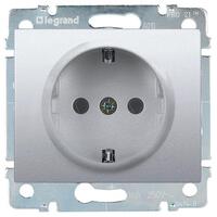 Розетка 1-м СП Galea Life 16А IP20 2P+E с заземл. защ. шторки немецк. стандарт с лицев. панелью механизм алюм. Leg 771363 - УПС инжиниринг