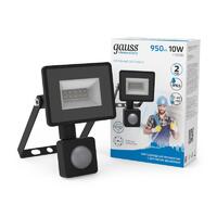 Прожектор светодиодный Elementary 10Вт 6500К IP65 950лм 175-265В ДО с датчиком движения черн. GAUSS 628511310 - УПС инжиниринг