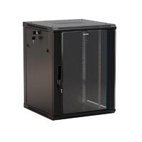 Шкаф настенный TWB-0945-GP-RAL9004 19дюйм 9U 500х600х450мм стеклян. дверь с перфорацией по бокам ручка с замком черн. (RAL 9004) (разобранный) Hyperline 392629 - УПС инжиниринг