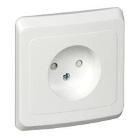 Розетка 1-м СП Этюд 16А IP20 250В без заземл. защ. шторки бел. SE PC16-002B - УПС инжиниринг