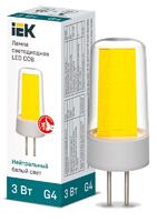 Лампа светодиодная COB 3Вт капсульная 4000К нейтр. бел. G4 230В керамика IEK LLE-COB-3-230-40-G4 - УПС инжиниринг