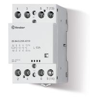 Контактор модульный 4NO 63А AgSnO2 230В AC/DC 53.5мм IP20 опции: мех. индикатор FINDER 226402304310 - УПС инжиниринг
