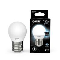 Лампа светодиодная Black 6.5Вт P45 шар 4100К нейтр. бел. E27 550лм GAUSS 105102207 - УПС инжиниринг
