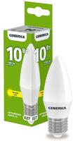 Лампа светодиодная C35 10Вт свеча 3000К E27 230В GENERICA LL-C35-10-230-30-E27-G - УПС инжиниринг