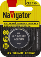 Элемент питания литиевый CR2430 93 828 NBT-CR2430-BP1 (блист.1шт) NAVIGATOR 93828 - УПС инжиниринг