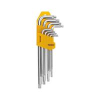 Набор ключей имбусовых Tamper-Torx 9шт ТТ10-ТТ50 закаленные удлиненные никель Kranz KR-12-5221 - УПС инжиниринг