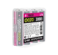 Аккумулятор 18650 3.7В Li-Ion 3000мА.ч без платы защиты PB-4 (уп.4шт) ФАZА 5059863 - УПС инжиниринг