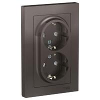 Розетка 2-м СП AtlasDesign 16А IP20 с заземл. защ. шторки в сборе мокко SE ATN000626 - УПС инжиниринг