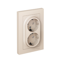 Розетка 2-м СП AtlasDesign 16А IP20 с заземл. защ. шторки в сборе беж. SE ATN000226 - УПС инжиниринг