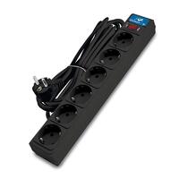 Удлинитель с сетевым фильтром 6х5м с заземл 10А IP20 2.2кВт ПВС 3х1 с выкл. черн. DOMTOK 2523 - УПС инжиниринг