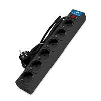 Удлинитель с сетевым фильтром 6х1.8м с заземл 10А IP20 2.2кВт ПВС 3х1 с выкл. черн. DOMTOK 2521 - УПС инжиниринг