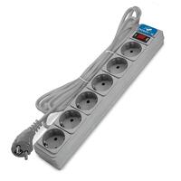 Удлинитель с сетевым фильтром 6х1.8м с заземл 10А IP20 2.2кВт ПВС 3х1 с выкл. сер. DOMTOK 2518 - УПС инжиниринг