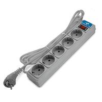 Удлинитель с сетевым фильтром 5х5м с заземл 10А IP20 2.2кВт ПВС 3х1 с выкл. сер. DOMTOK 2534 - УПС инжиниринг