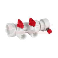 Коллектор PPR с отсечными красн. кранами и воздух-ком 40х20 8 выходов (15/1) бел. K VALFEX 111134008R - УПС инжиниринг