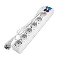 Удлинитель с сетевым фильтром 6х5м с заземл 10А IP20 2.2кВт ПВС 3х1 с выкл. бел. DOMTOK 2517 - УПС инжиниринг