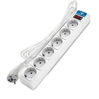 Удлинитель с сетевым фильтром 6х1.8м с заземл 10А IP20 2.2кВт ПВС 3х1 с выкл. бел. DOMTOK 2515 - УПС инжиниринг