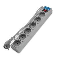 Удлинитель с сетевым фильтром 6х5м с заземл 10А IP20 2.2кВт ПВС 3х1 с выкл. сер. DOMTOK 2520 - УПС инжиниринг