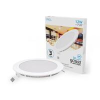 Светильник светодиодный Slim 12Вт 6500К IP20 990лм 220-240В ДВО круг бел. GAUSS 939111312 - УПС инжиниринг