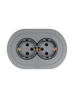 Розетка 2-м СП OSEN с заземл. ПБТ круглая механизм сер. матов. LEZARD 744-7400-127B - УПС инжиниринг