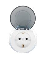 Розетка 1-м СП OSEN с заземл. с крышкой ПБТ бел. LEZARD 743-0288-123B - УПС инжиниринг