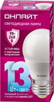 Лампа светодиодная 90 428 OLL-G45-13-230-6.5K-E27-FR 13Вт шар 6500К E27 90-240В PRO ОНЛАЙТ 90428 - УПС инжиниринг